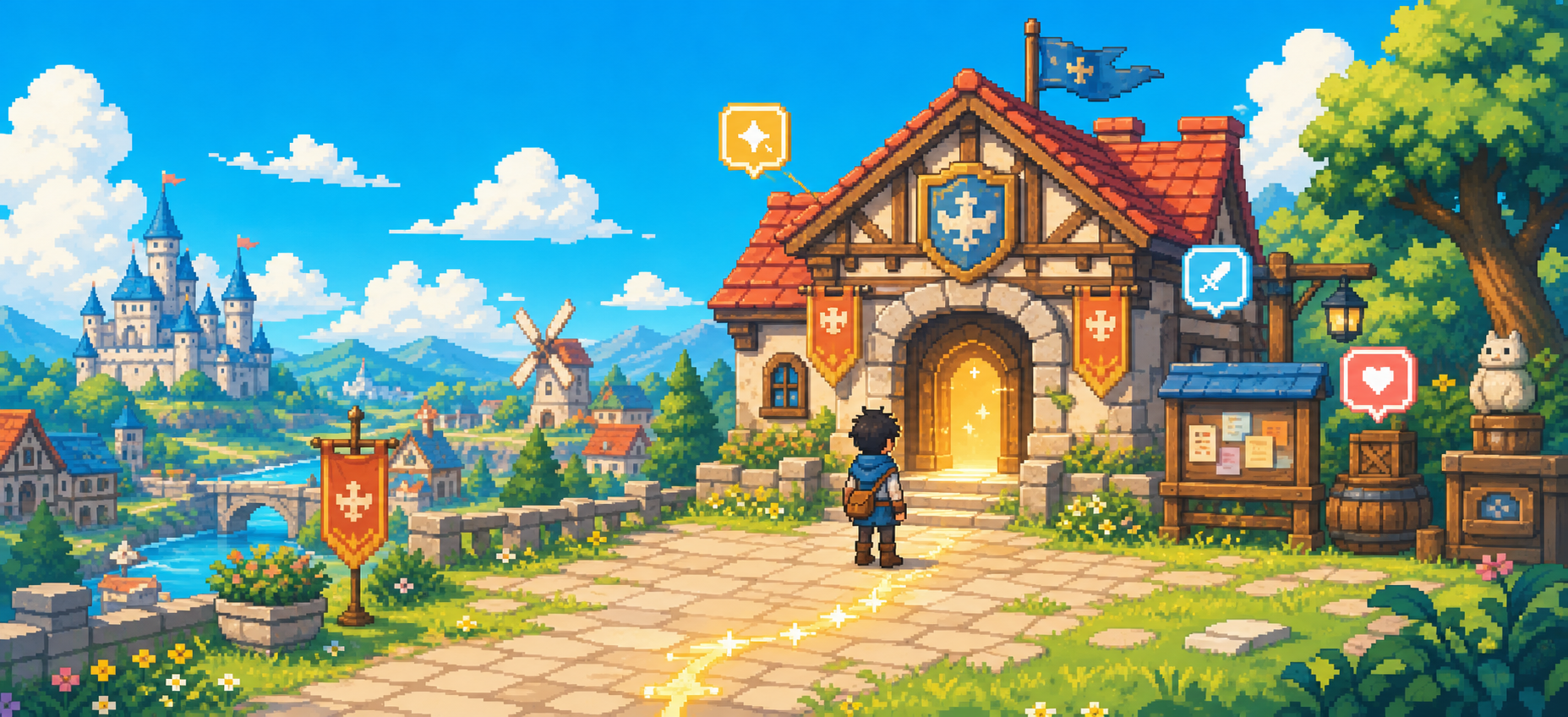 阳光 RPG 像素小镇与公会入口